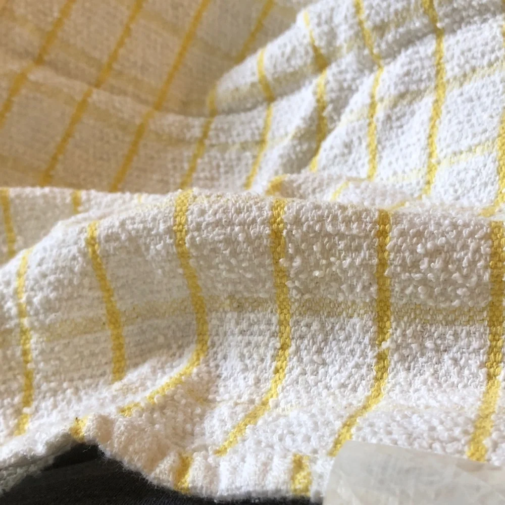 Textured White & Yellow Check Kitchen Towel
